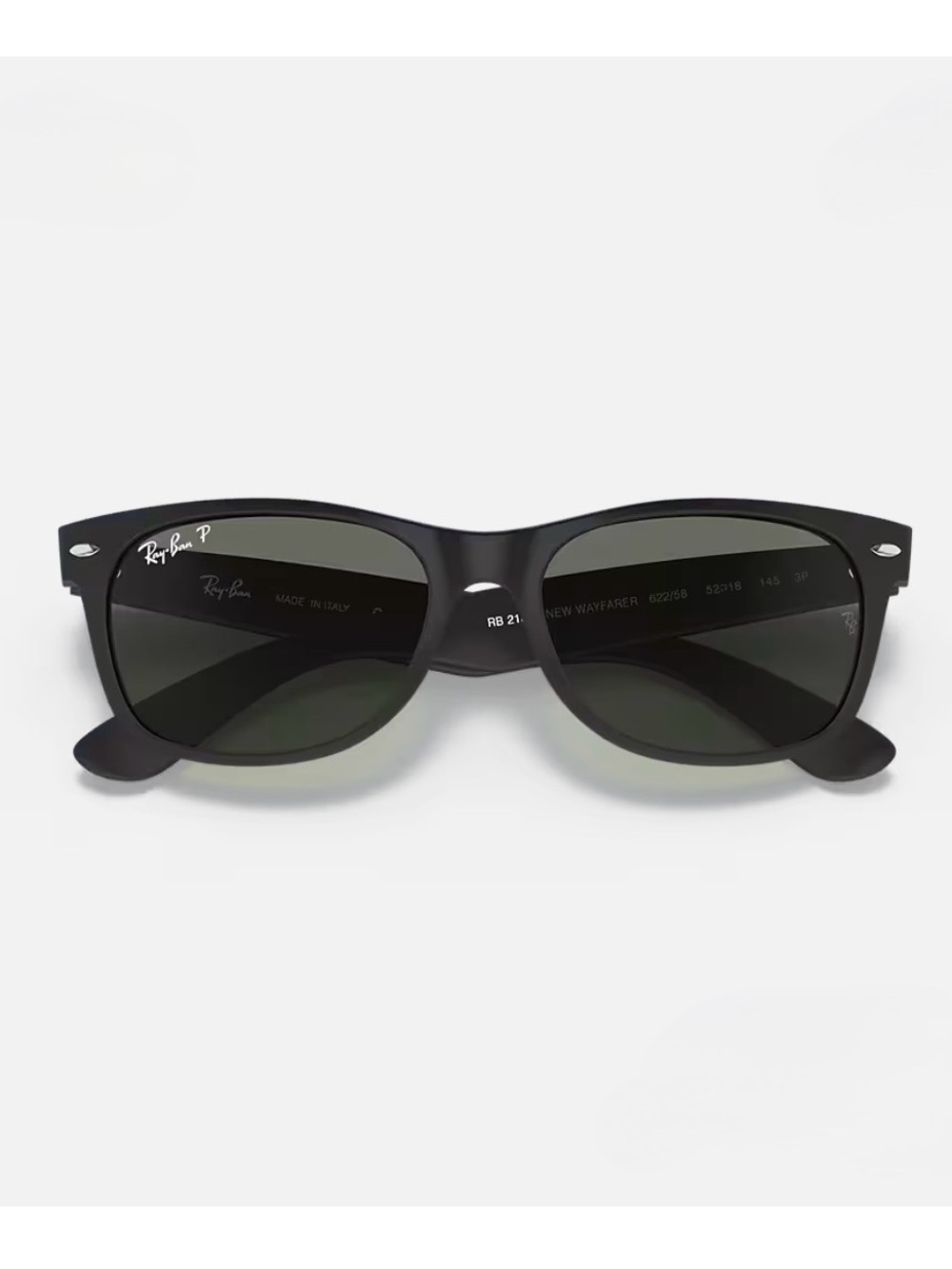 RAY-BAN | New Wayfarer Classic Polarized Sunglasses Black Rubber Frame, Small